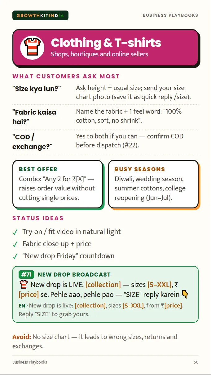 Clothing and T-shirts playbook