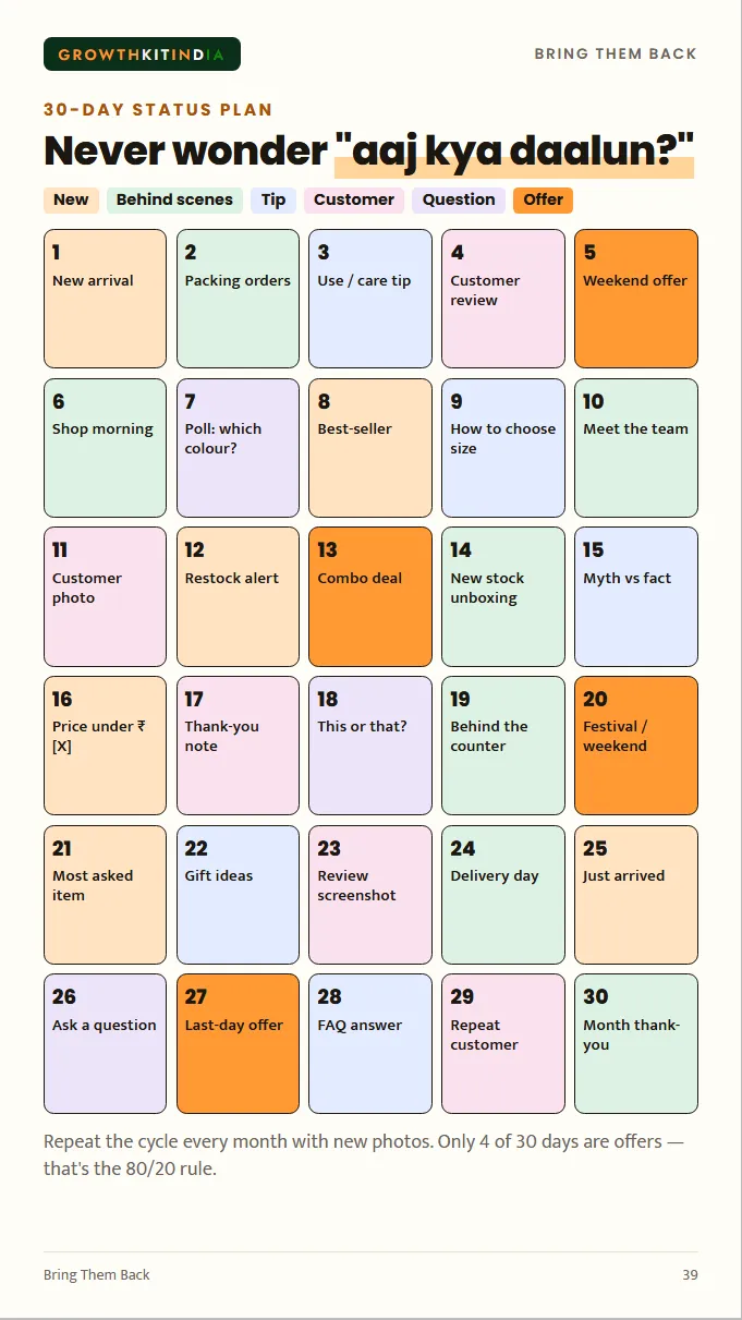 30-day Status plan